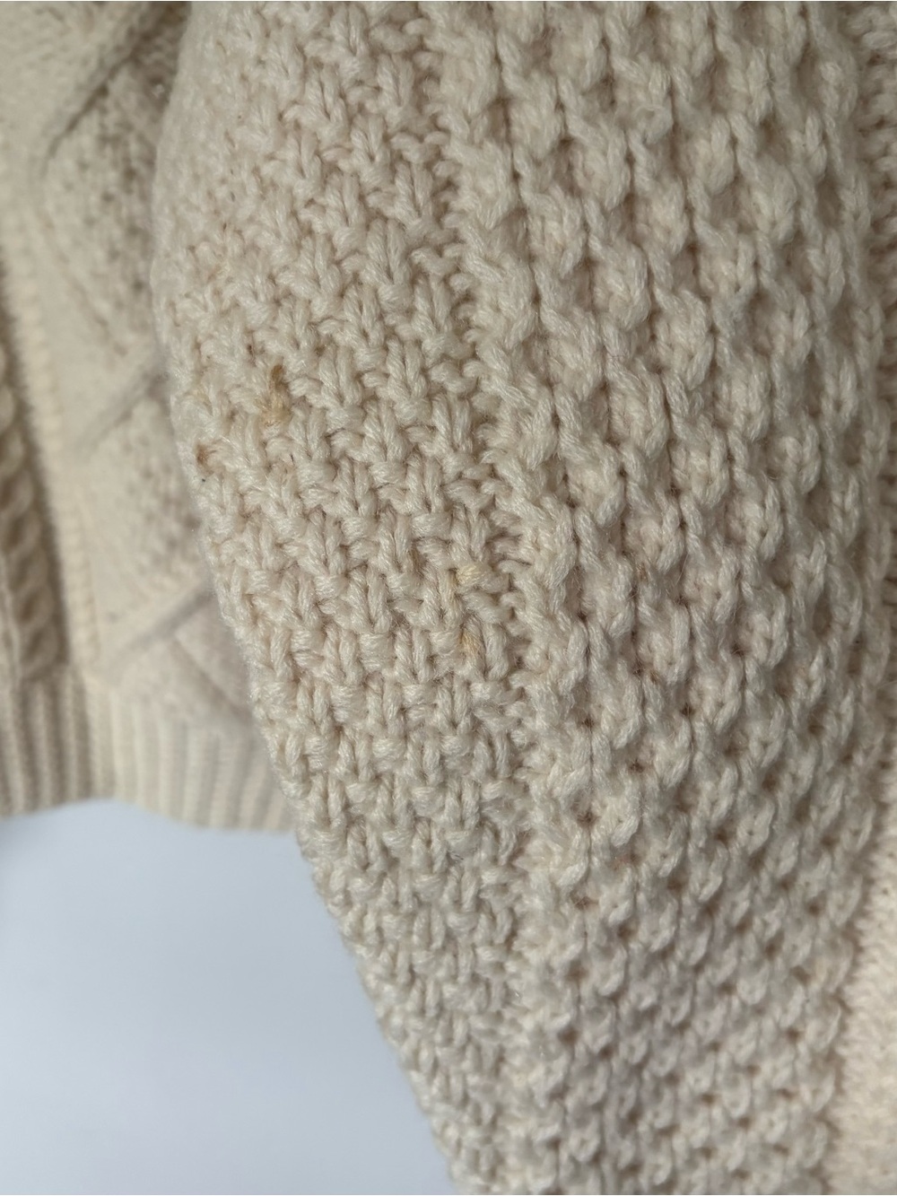 Vintage Danier 100% Pure Virgin Wool Cable Knit Fisherman Sweater Cream M - Picture 9 of 12
